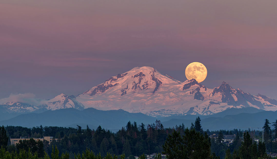 Mount Baker Washington with Moon